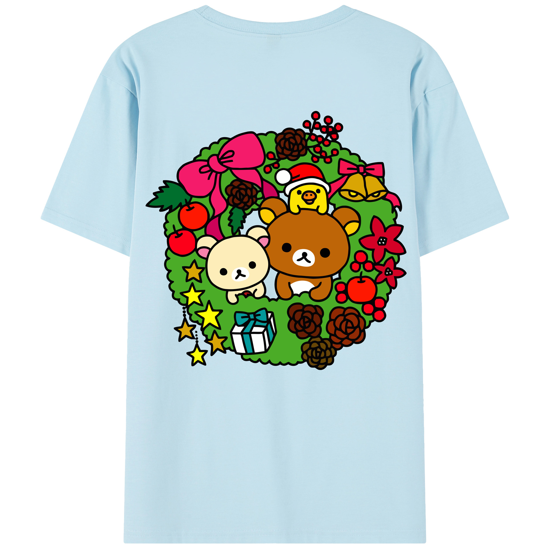 （画像用） リラックマ リラックマ キイロイトリ Rilakkuma Korilakkuma Kiiroitori 綿100％半袖Tシャツ（背面プリント）